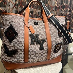 Coach Signature Tote with Tan and Black Accents